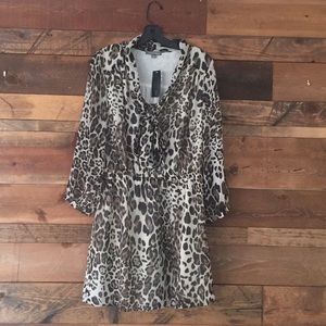 Animal print dress with sleeves